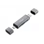 Equip čítačka kariet s USB 3.0 hubom, OTG, MicroSD (TransFlash), MicroSDHC, SD, SDHC, sivá, CE & RoHS, USB 3.2 Gen 1 (3.1 Gen 1) Type-A/Type-C, 202 mm, 12 mm