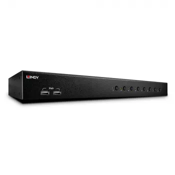 Lindy 8-portový DVI-I Single Link, USB 2.0 a audio KVM prepínač Pro