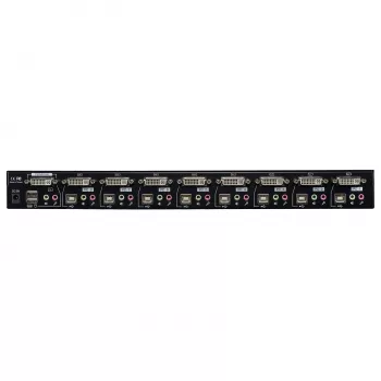 Lindy 8-portový DVI-I Single Link, USB 2.0 a audio KVM prepínač Pro