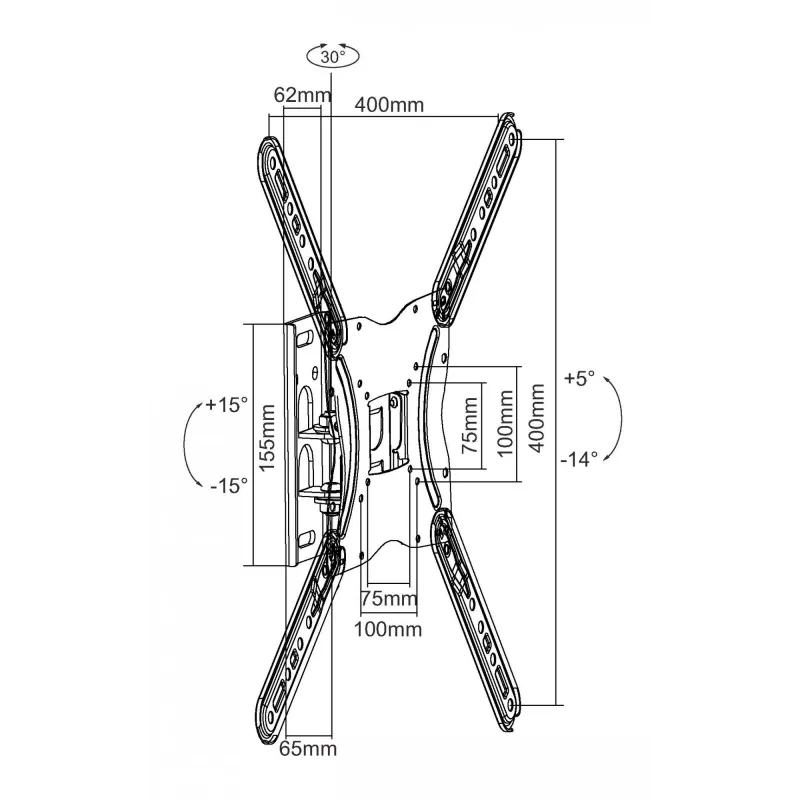 Equip 650405 výklopný nástenný držiak TV, 23-55 palcov, 30 kg, čierny