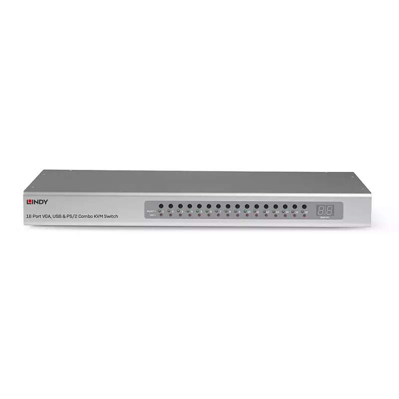 Lindy 16 port VGA a USB Combo KVM switch, rackmontáž, strieborná