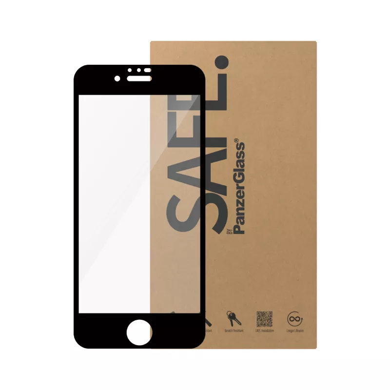 PanzerGlass SAFE. by ® ochrana displeja iPhone SE (2020, 2022) | 8 | 7 | 6s | 6 | Ultra-Wide Fit | BULK
