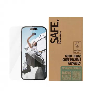 Ochrana displeja PanzerGlass SAFE. by ® iPhone 16 15 Ultra-Wide Fit odolná proti poškriabaniu a nárazom