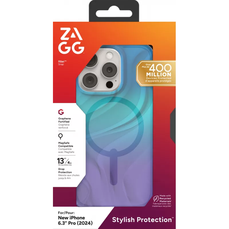 ZAGG Milan Snap 702315108 puzdro pre iPhone 16 Pro, kompatibilné s MagSafe, grafén, Deep Aurora