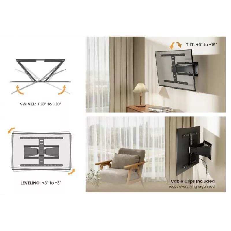 Equip 43-90 palcov ultratenký otočný TV držiak na stenu