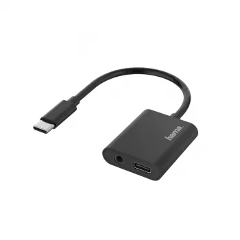 Hama 00200319 2v1 adaptér USB-C na 3,5 mm pre slúchadlá / nabíjanie, čierny