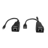 Lindy 100m USB 2.0 Type-C Cat.6 extender, sieťový vysielač a prijímač, 100 m, 480 Mbit/s, Cat5e, Cat6, CH317Q, CH9317, RTL8211E, čierny