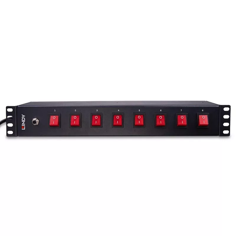 Lindy 73025 jednotka rozvodu napájania (PDU) 8 AC výstupov 1.5U čierna