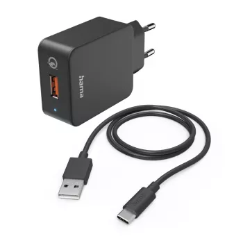 Hama 00201625 mobilná nabíjačka pre mobilný telefón, smartphone, tablet čierna interiérová AC rýchle nabíjanie