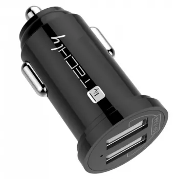 Techly mini autonabíjačka 2 USB-A porty 12W / 2.4A čierna