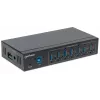 Manhattan USB-A 7-port hub priemyselný, 7x USB-A porty, 5 Gbps (USB 3.2 Gen1 aka USB 3.0), 20 kV ESD ochrana, A/C, možnosti napájania zbernicou a svorkovnicou, DIN lišta, nástenná montáž, kovové puzdro, skrutkovacia poistka