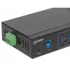 Manhattan USB-A 7-port hub priemyselný, 7x USB-A porty, 5 Gbps (USB 3.2 Gen1 aka USB 3.0), 20 kV ESD ochrana, A/C, možnosti napájania zbernicou a svorkovnicou, DIN lišta, nástenná montáž, kovové puzdro, skrutkovacia poistka