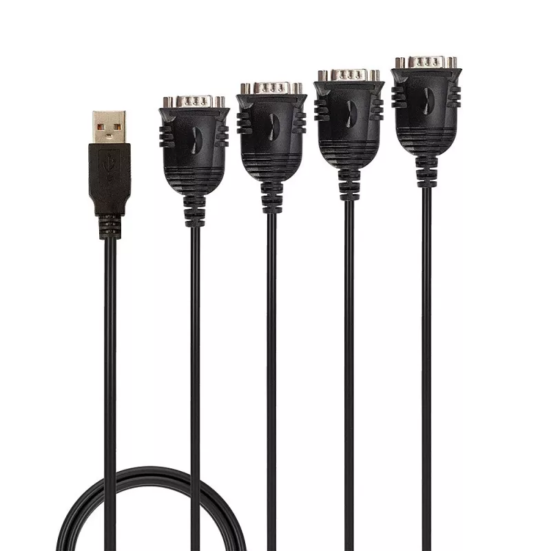 Lindy USB na 4-port sériový konvertor, čierny, 0,94 m, USB Type-A, DB-9, konektor samec, konektor samec