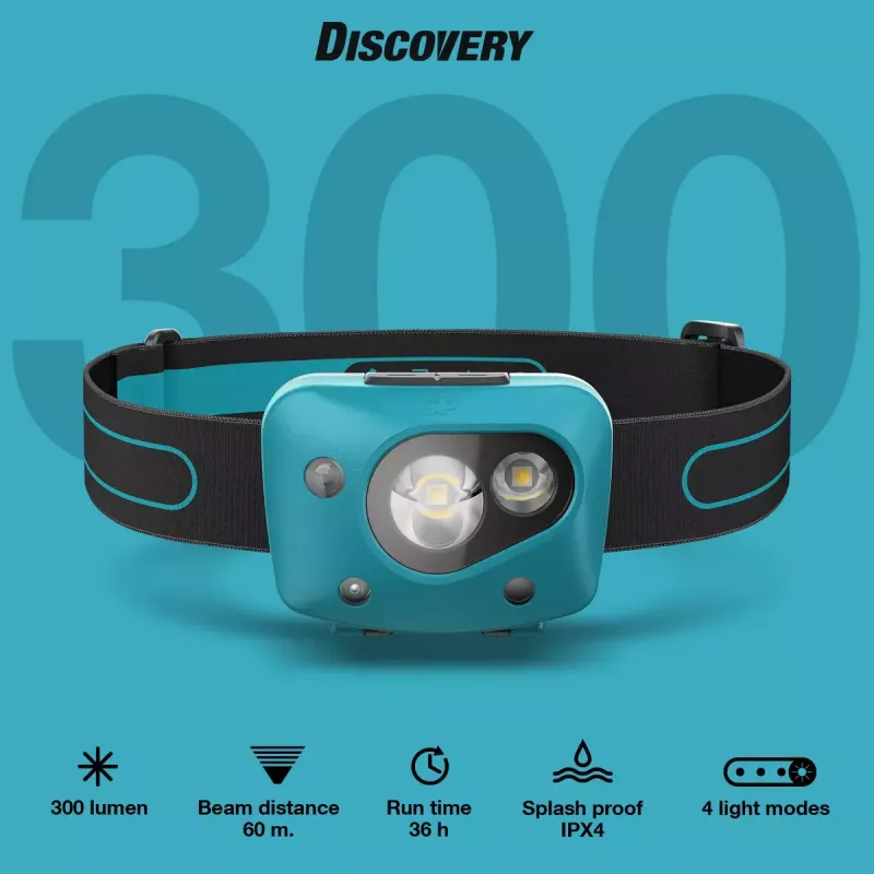čelová lampa GP Lighting Discovery Teal LED 300 lm IPX4