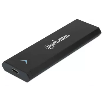 Manhattan M.2 NVMe SSD puzdro, USB-C konektor samica, 10 Gbit/s (USB 3.2 Gen2 alias USB 3.1), UASP kompatibilné, SuperSpeed+ USB, hliník, čierna, trojročná záruka