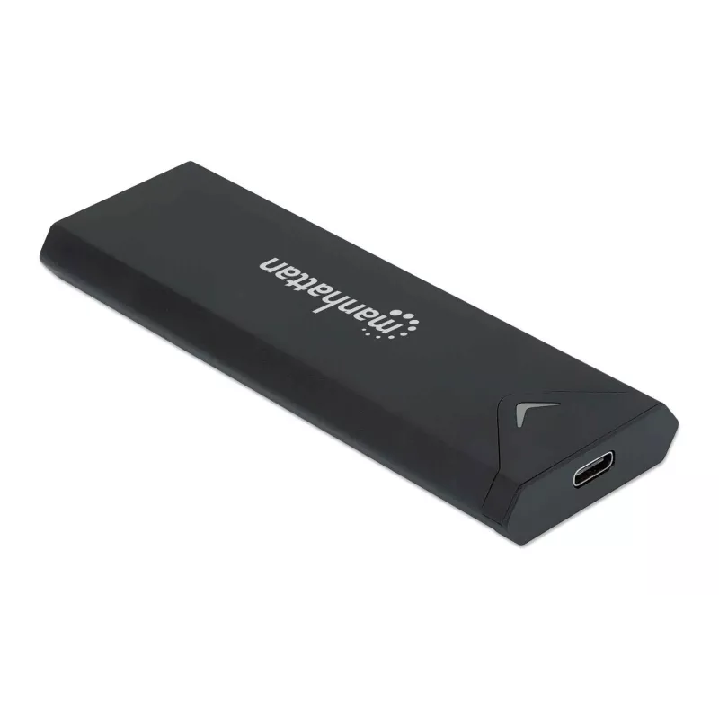 Manhattan M.2 NVMe SSD puzdro, USB-C konektor samica, 10 Gbit/s (USB 3.2 Gen2 alias USB 3.1), UASP kompatibilné, SuperSpeed+ USB, hliník, čierna, trojročná záruka