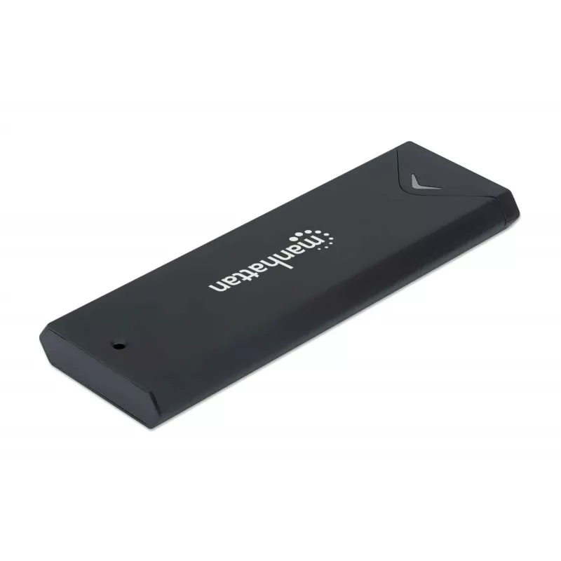 Manhattan M.2 NVMe SSD puzdro, USB-C konektor samica, 10 Gbit/s (USB 3.2 Gen2 alias USB 3.1), UASP kompatibilné, SuperSpeed+ USB, hliník, čierna, trojročná záruka