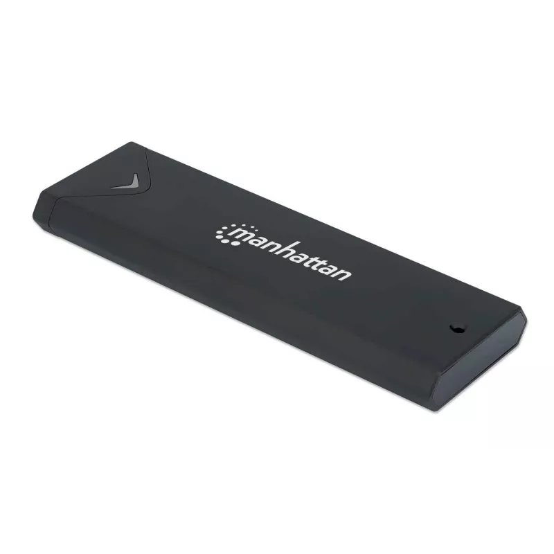 Manhattan M.2 NVMe SSD puzdro, USB-C konektor samica, 10 Gbit/s (USB 3.2 Gen2 alias USB 3.1), UASP kompatibilné, SuperSpeed+ USB, hliník, čierna, trojročná záruka