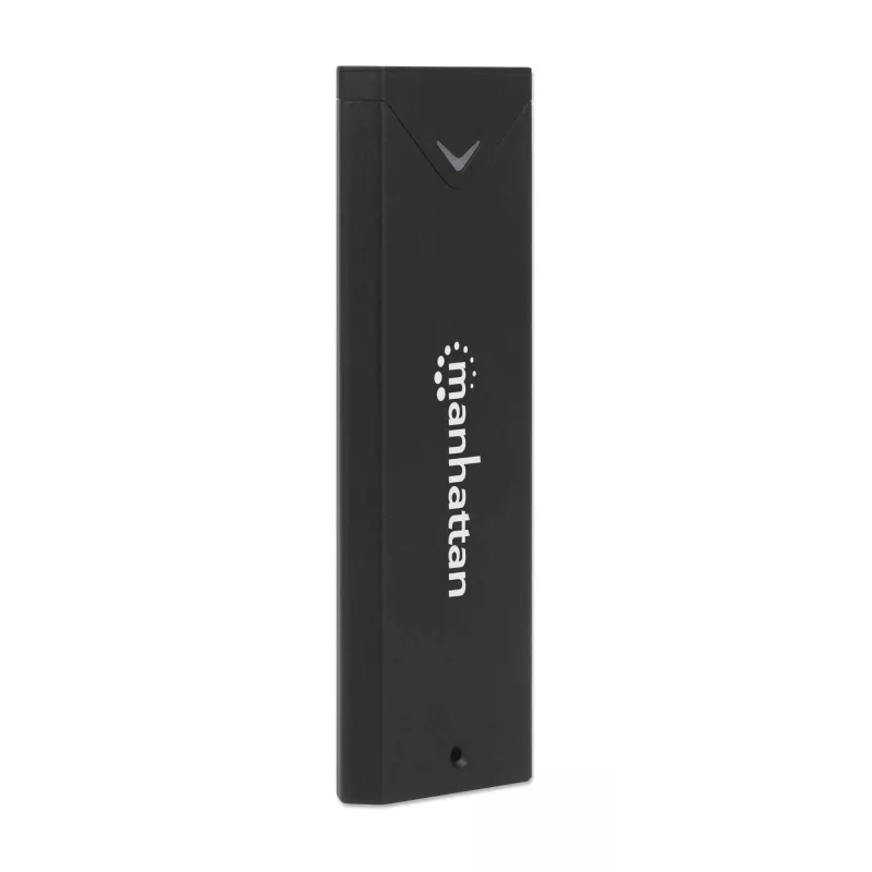 Manhattan M.2 NVMe SSD puzdro, USB-C konektor samica, 10 Gbit/s (USB 3.2 Gen2 alias USB 3.1), UASP kompatibilné, SuperSpeed+ USB, hliník, čierna, trojročná záruka