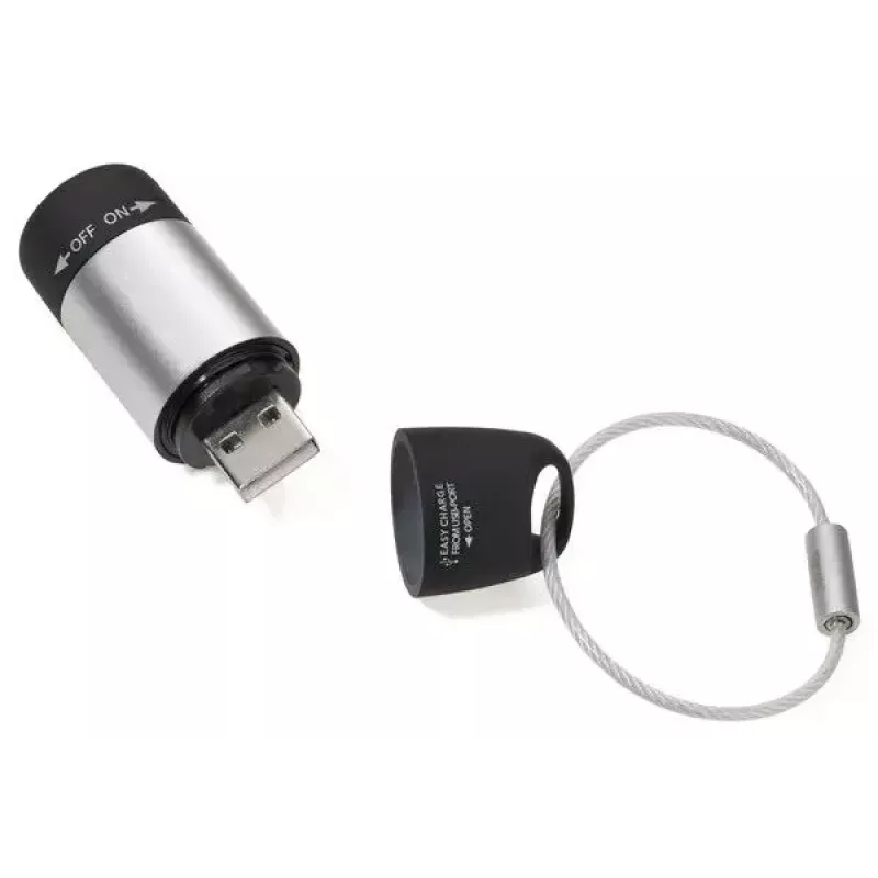 TROIKA ECO CHARGE kľúčenka baterka čierna sivá LED USB