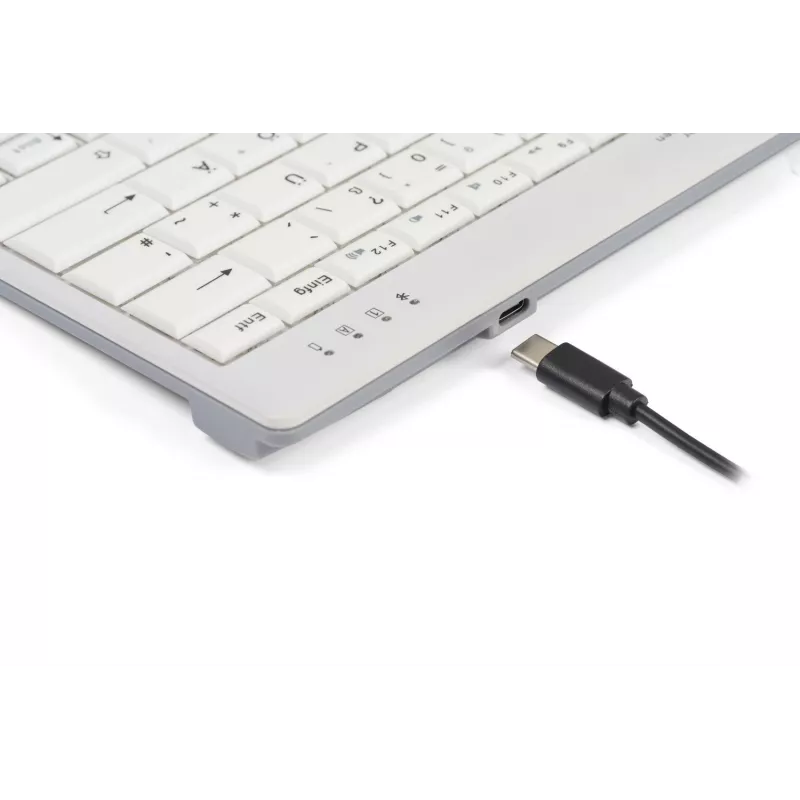 BakkerElkhuizen UltraBoard 950 V2 Wireless UK Qwerty, Tenkeyless (80 - 87%), káblová & bezdrôtová, USB + Bluetooth, nožnicové spínače, QWERTY, tmavosivá, svetlosivá