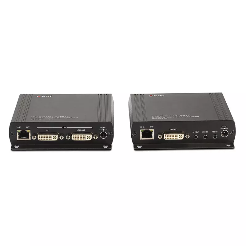 Lindy 140m Cat.6 DVI-D, USB, audio a RS-232 KVM extender