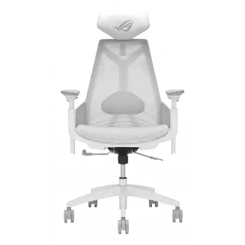 PC herná stolička Asus ROG Destrier Ergo Core White — sieťovaná sedacia plocha, maximálne zaťaženie 136 kg, šírka 720 mm, hĺbka 840 mm, výška 129–137,5 cm