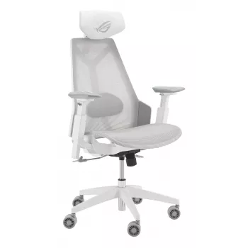 PC herná stolička Asus ROG Destrier Ergo Core White — sieťovaná sedacia plocha, maximálne zaťaženie 136 kg, šírka 720 mm, hĺbka 840 mm, výška 129–137,5 cm