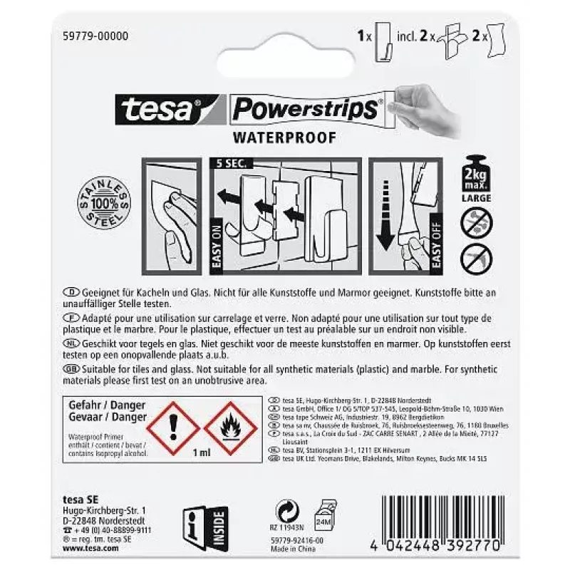 Háčik na uteráky TESA 59779-00000 Indoor nehrdzavejúca oceľ