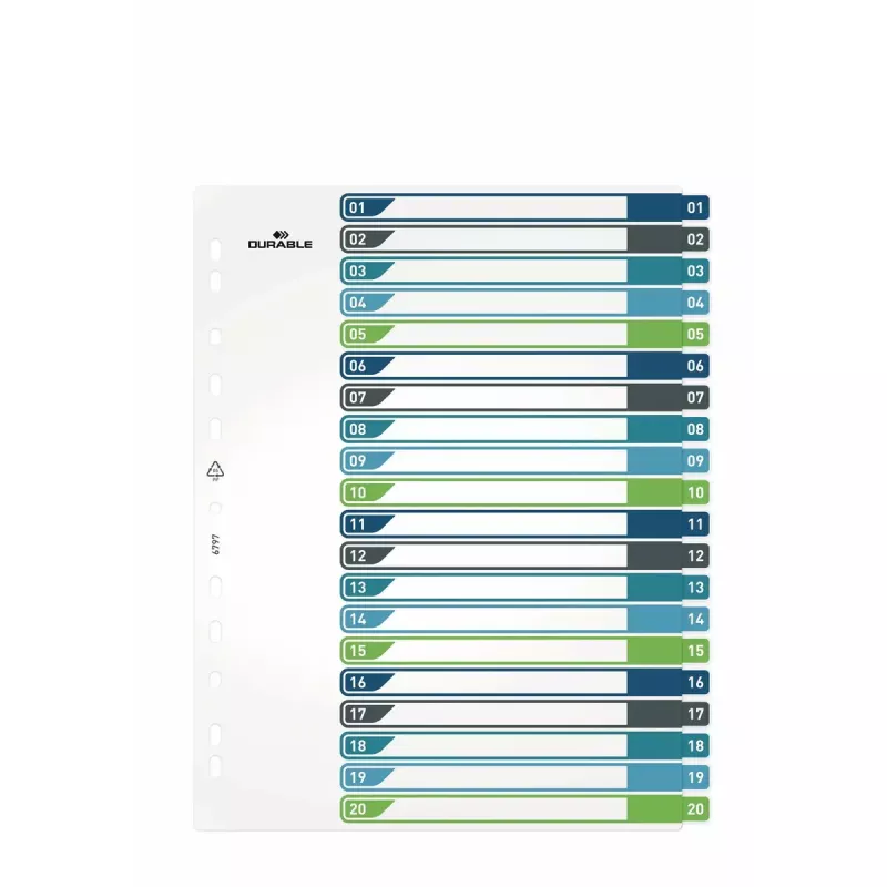 Prázdne tabuľkové registre Durable 679727 viacfarebné polypropylén 245 x 305 mm