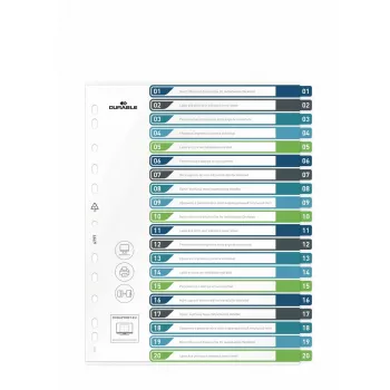 Prázdne tabuľkové registre Durable 679727 viacfarebné polypropylén 245 x 305 mm