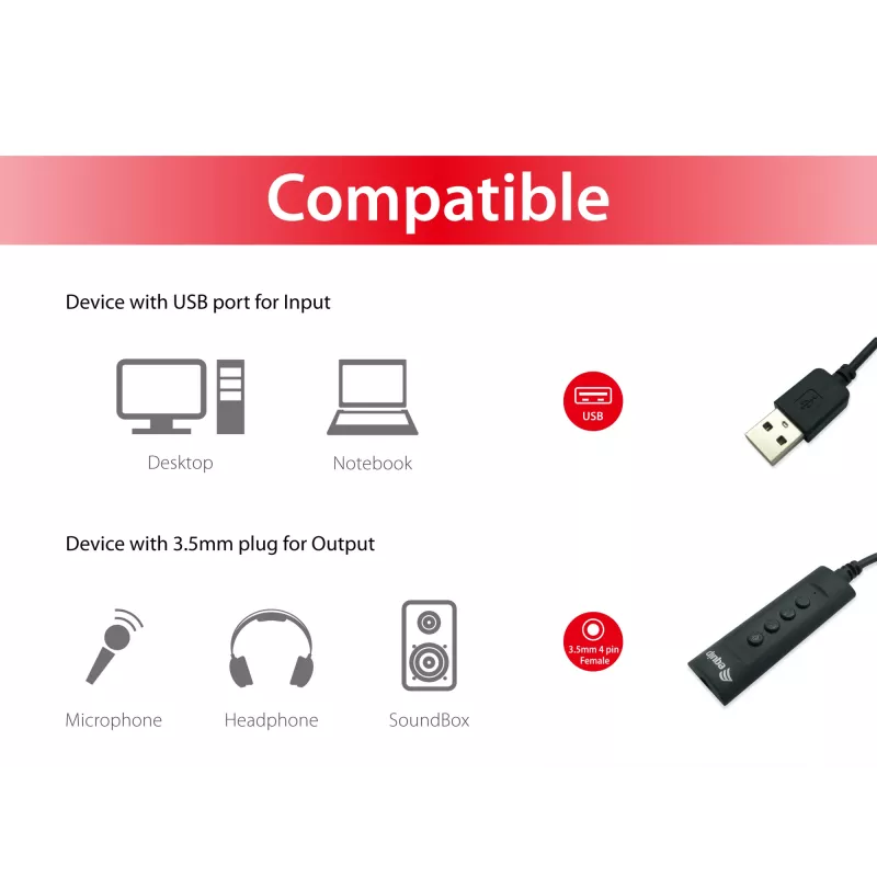 Adaptér ovládania Equip USB audio kábel adaptér 245321