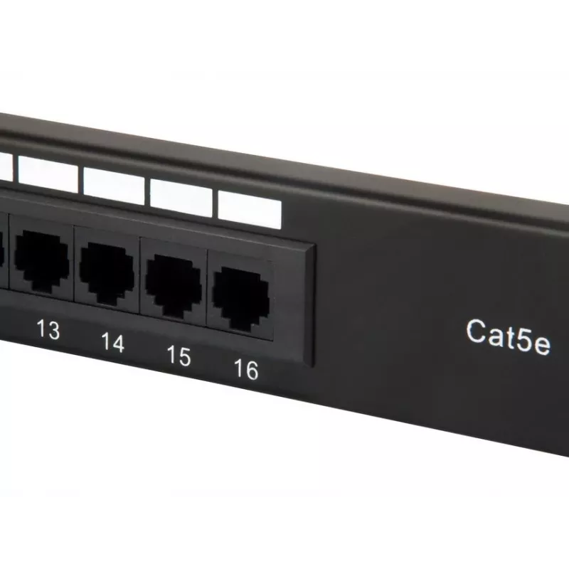 Equip 16-portový Cat.5e nechránený patch panel, čierny