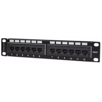 Intellinet patch panel, Cat6, 10 palcov, UTP, 1U, 12-portový, čierny