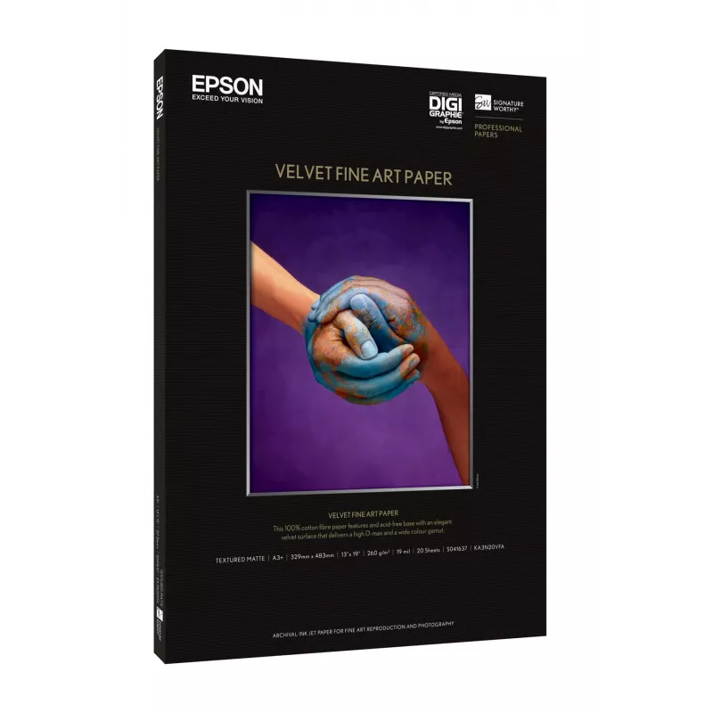 Epson Velvet Fine Art papier, DIN A2, 260 g/m², 25 listov, 42 cm, matný, 480 µm, 260 g/m²