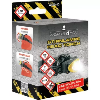 Čelová lampa Schwaiger WLED 40 čierna žltá