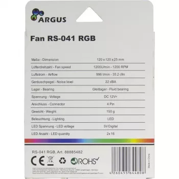Ventilátor Inter-Tech RS-041 RGB 12 cm čierny