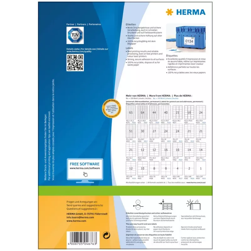 Etikety HERMA Premium A4 105x148 mm biele papier matné 400 ks