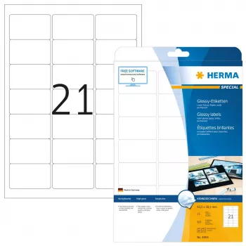 Samolepiaca tlačová etiketa HERMA Labels A4 63,5x38,1 mm biela papier lesklý 525 ks