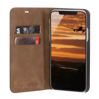 Puzdro s klopou JT BERLIN BookCase Tegel čierna pre iPhone 15 Pro 15.5 cm