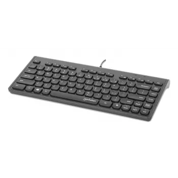 Manhattan tenká káblová USB mini klávesnica, 12 multimediálnych/funkčných tlačidiel, integrovaný 1,5 m USB-A kábel, kompaktný low-profile formát, pre PC a notebook, čierna
