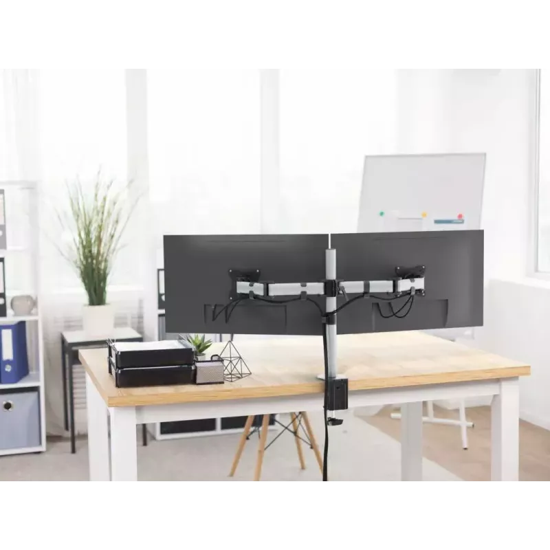Durable SELECT Držiak monitora 509523 pre 2 monitory, stolový, strieborný