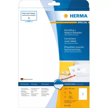 Samolepiace etikety HERMA A4 210x297 mm 25 ks