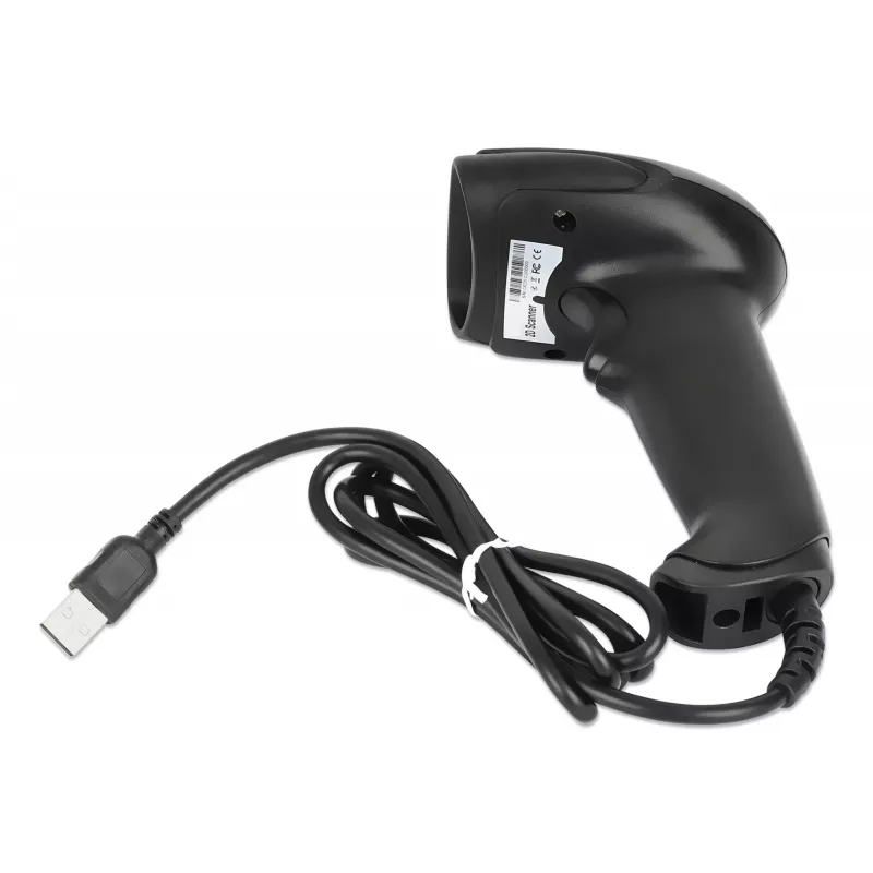 Manhattan 2D LED ručný čítač čiarových kódov 153997, USB-A, dosah skenovania 320 mm, kábel 1,4 m, čierny