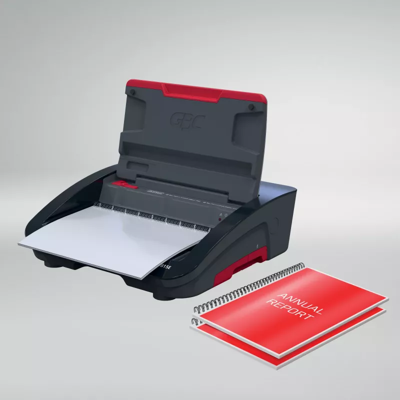 GBC WireBind® WB15E elektrický viazací stroj, drôtový viazací stroj, elektrický, 125 listov, čierna, červená