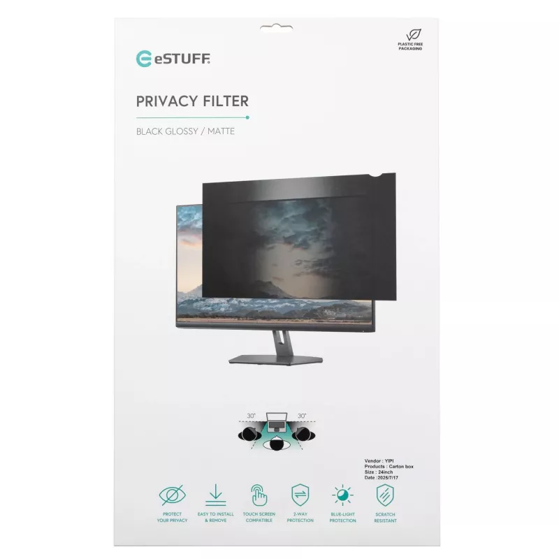 eSTUFF GLBB49196336 filter proti videniu 124,5 cm (49 palcov) monitor filter proti videniu bez rámčeka
