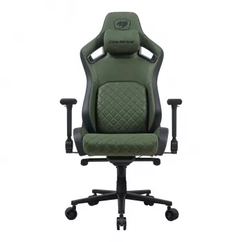 Univerzálna herná stolička Cougar DEFENSOR S ARMY zelená F — čalúnené sedadlo, max. 150 kg, Š 760 × H 690 mm, V 129,5–137 cm