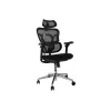 Ergonomická kancelárska stolička EQUIP 651053 s opierkou hlavy a podrúčkami, sieťový chrbát, čalúnené sedadlo, výškovo nastaviteľná 117–135 cm, šírka 660 mm, čierna