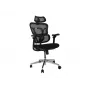 Ergonomická kancelárska stolička EQUIP 651053 s opierkou hlavy a podrúčkami, sieťový chrbát, čalúnené sedadlo, výškovo nastaviteľná 117–135 cm, šírka 660 mm, čierna