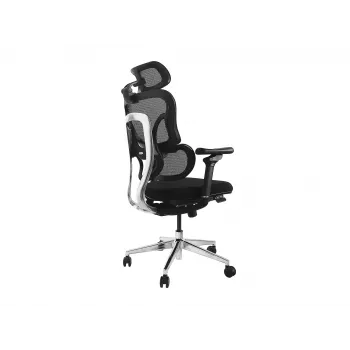 Ergonomická kancelárska stolička EQUIP 651053 s opierkou hlavy a podrúčkami, sieťový chrbát, čalúnené sedadlo, výškovo nastaviteľná 117–135 cm, šírka 660 mm, čierna